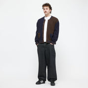 Wave Cardigan en Tricot - Bleu Marine/Brun