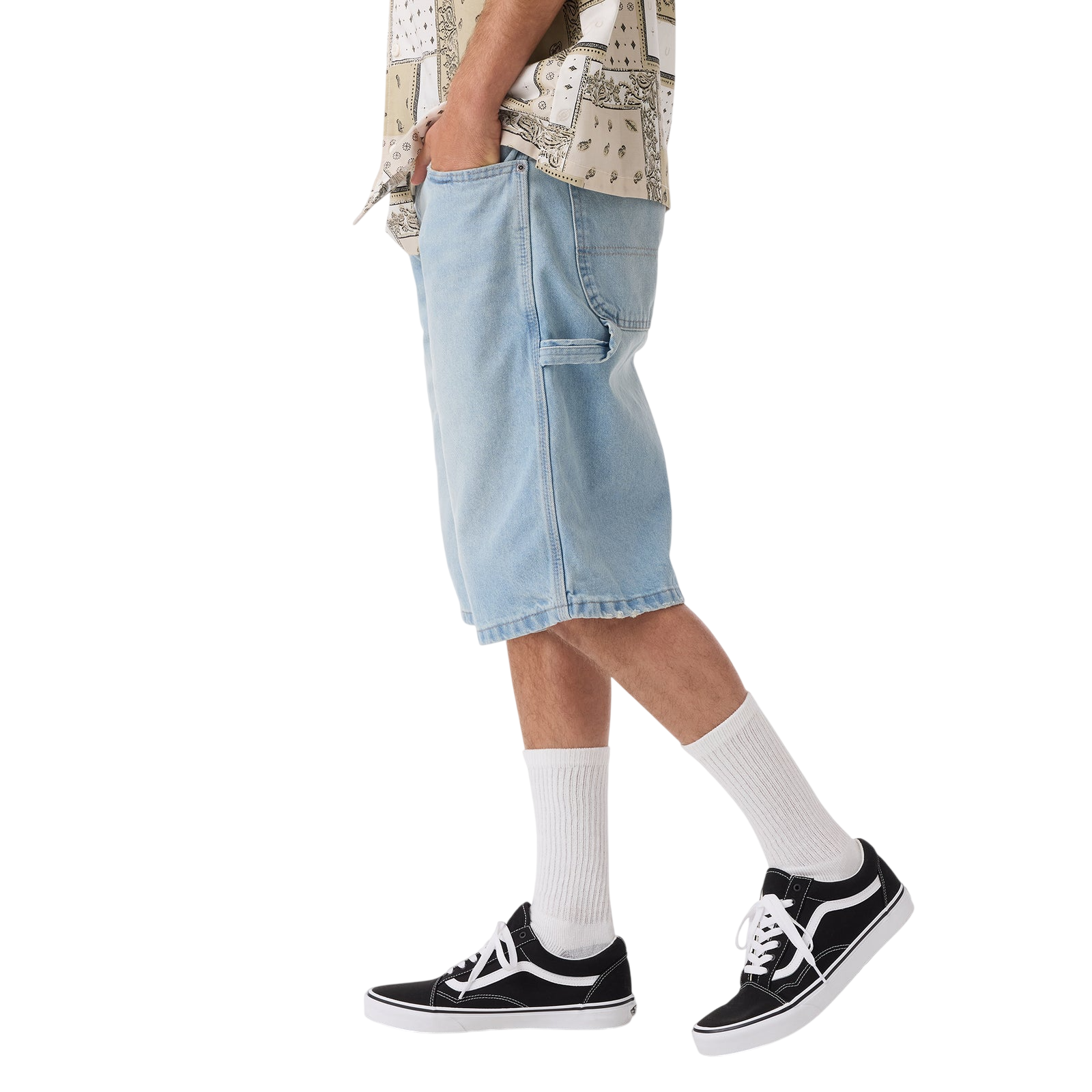Worn In Relaxed Carpenter Denim Shorts 13" - Light Wash