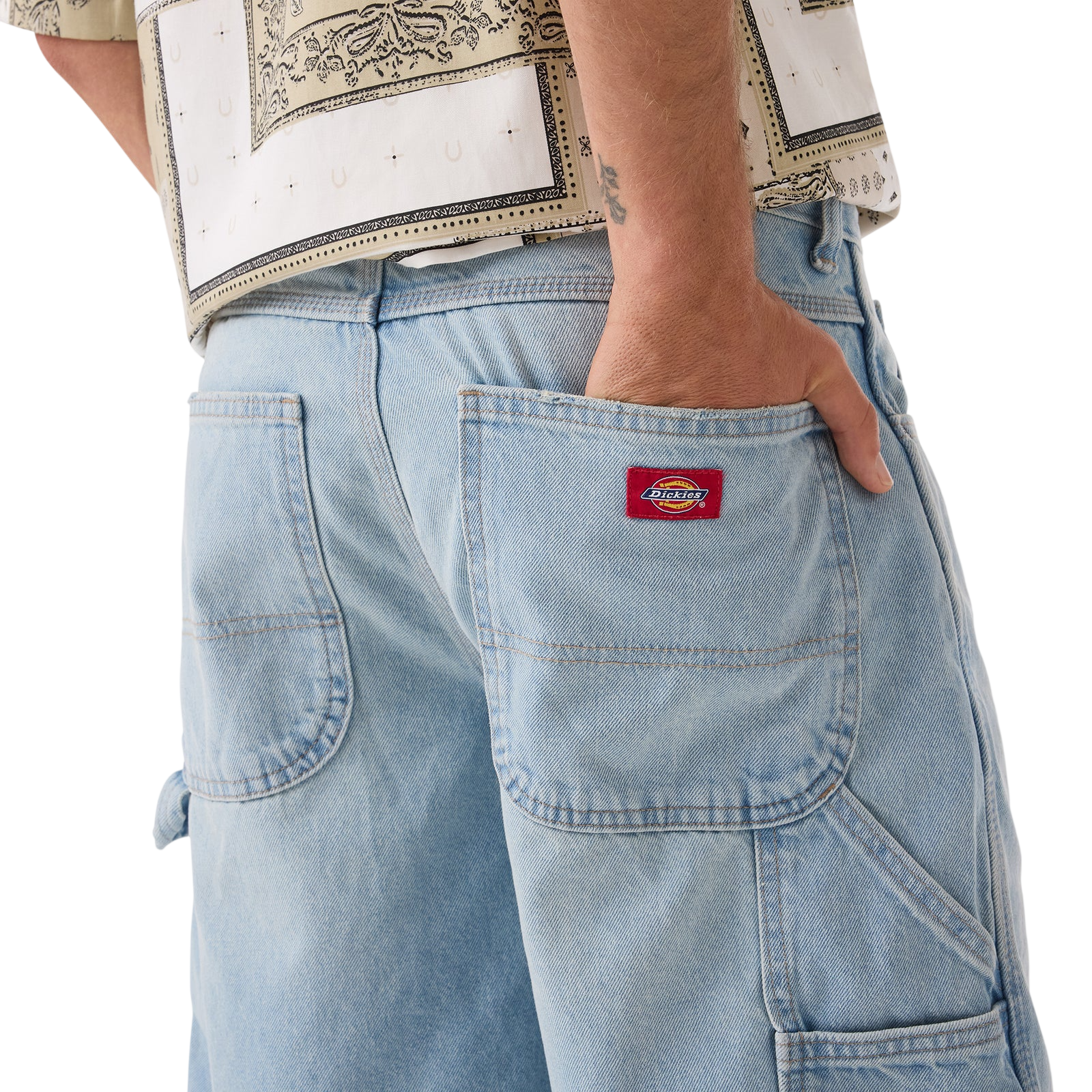 Worn In Relaxed Carpenter Denim Shorts 13" - Light Wash