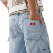 Worn In Relaxed Carpenter Denim Shorts 13" - Light Wash