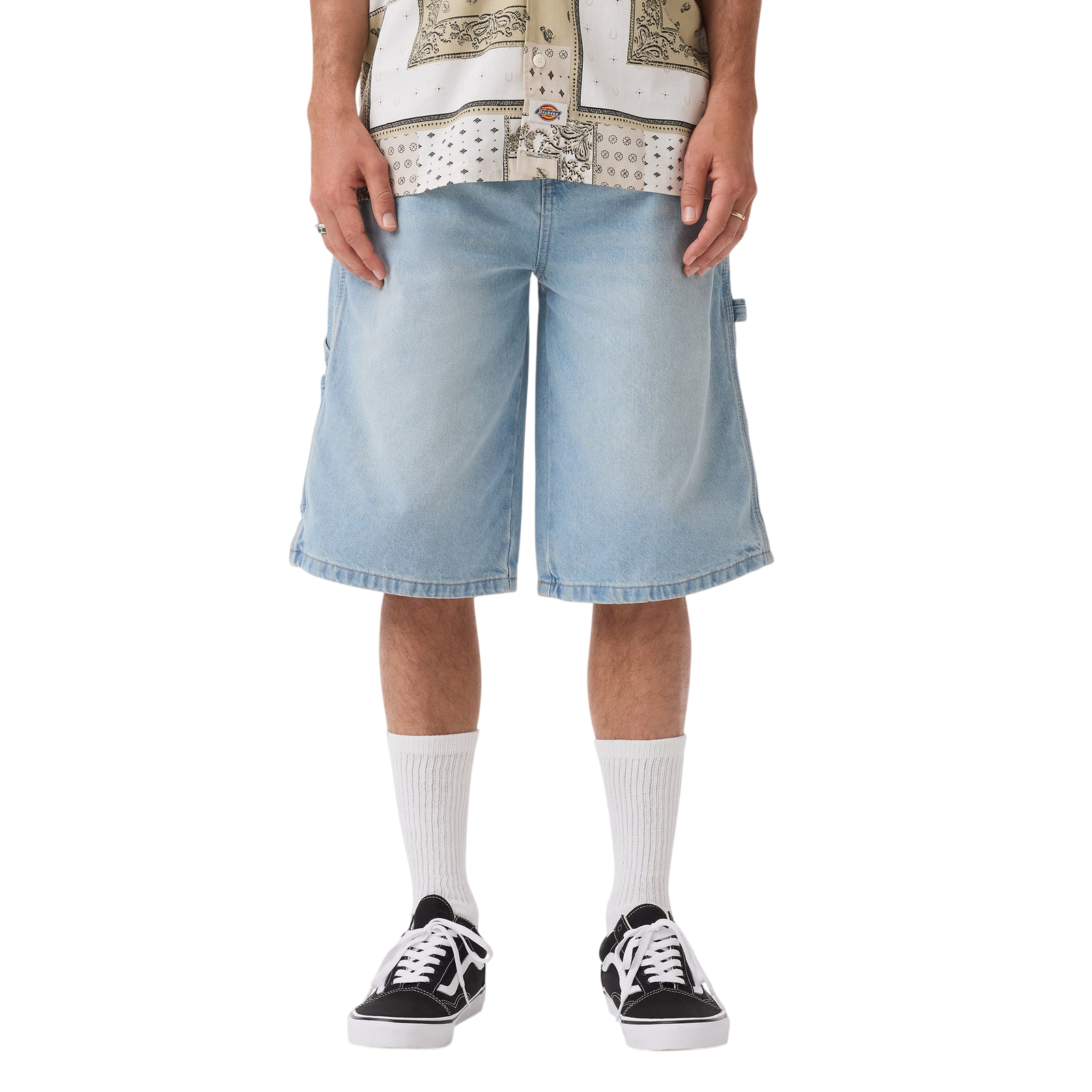 Worn In Relaxed Carpenter Denim Shorts 13" - Light Wash