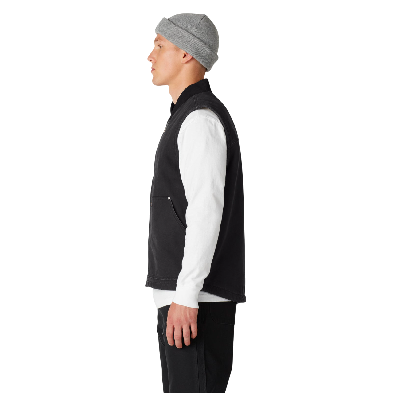 Duck High Pile Fleece Lined Vest - Stonewashed Black (SBK)