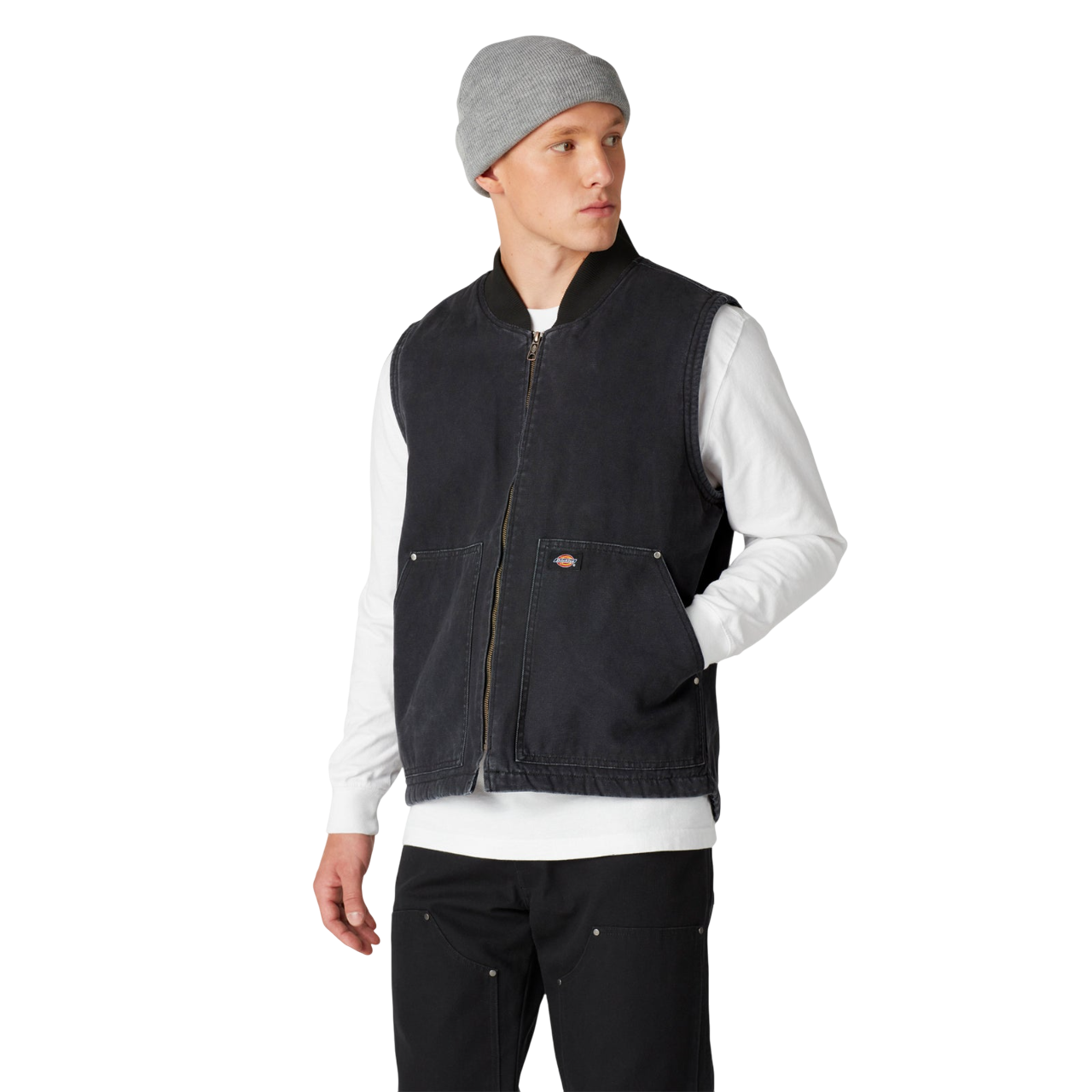 Duck High Pile Fleece Lined Vest - Stonewashed Black (SBK)