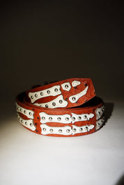 Stingwater Studded Bone Belt - Deep Red