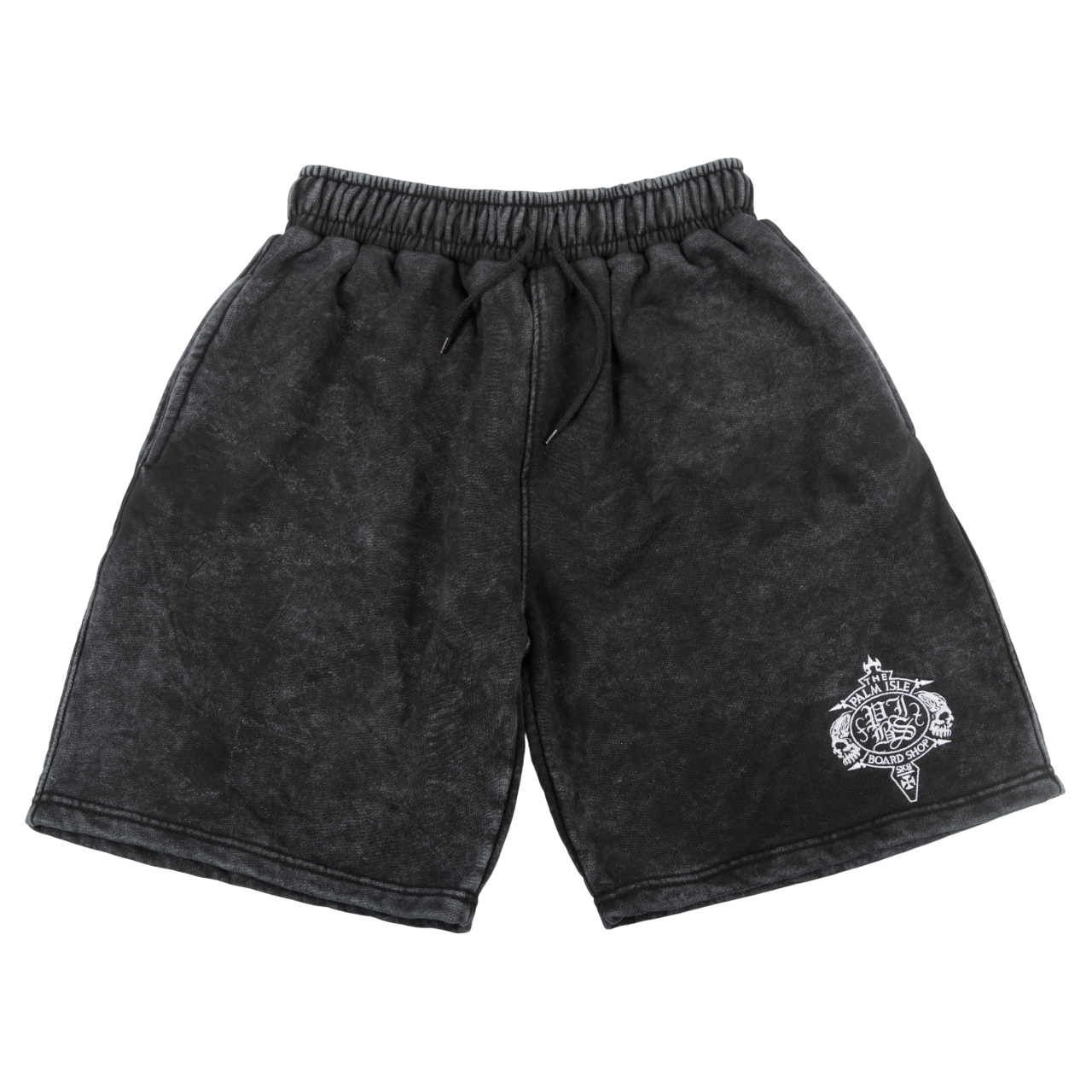 Crest Shorts Brodés en French Terry - Noir Délavé