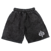 Crest Embroidered French Terry Shorts - Washed Black