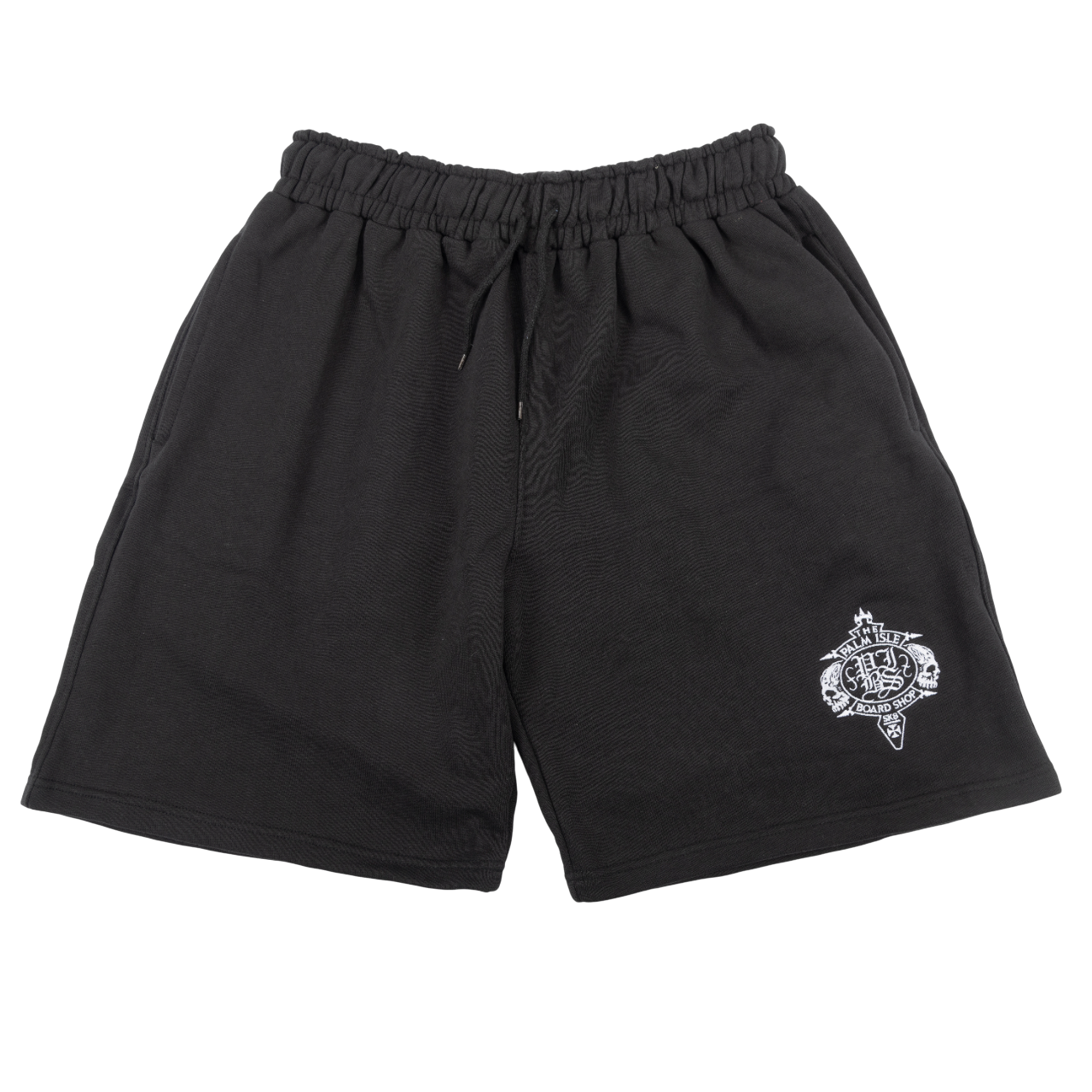 Crest Embroidered French Terry Shorts - Black