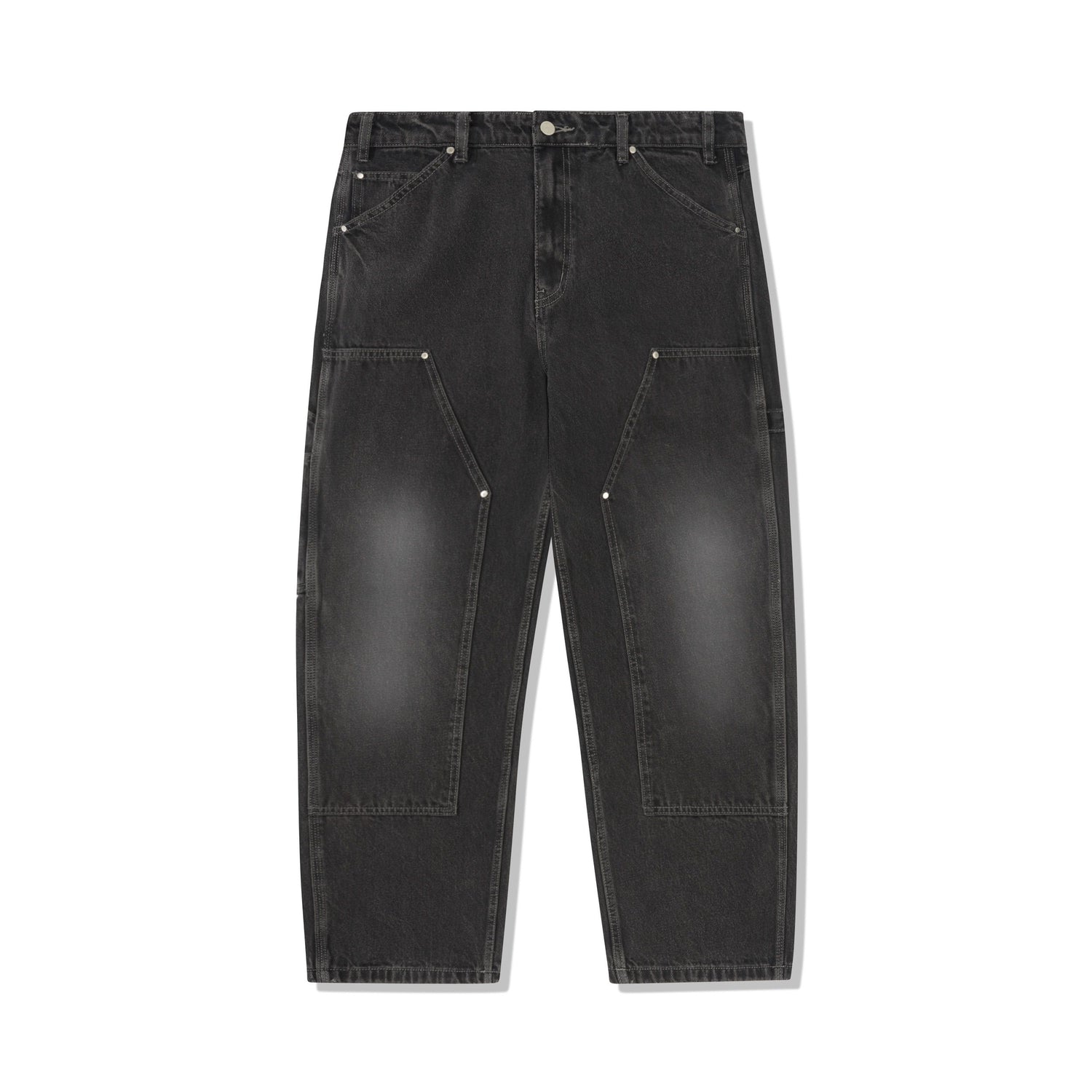 Davide Double Knee Denim Jeans - Washed Black