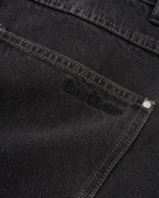 Davide Jeans en Denim à Double Genou - Noir Délavé