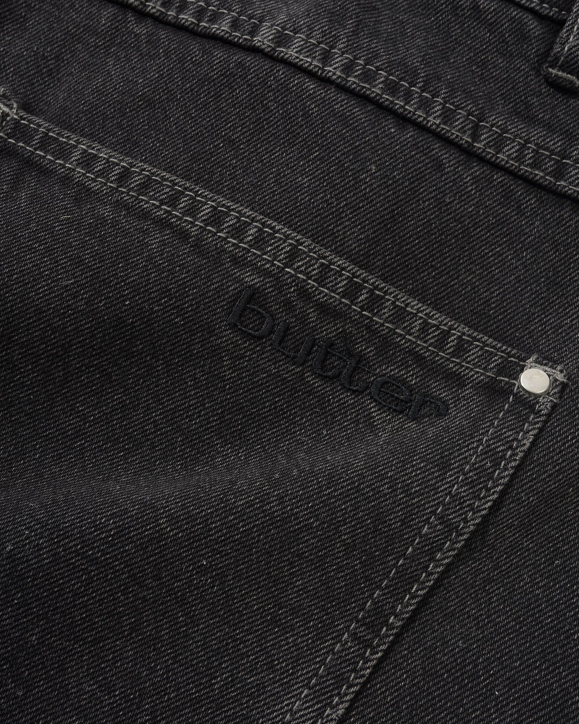 Davide Jeans en Denim à Double Genou - Noir Délavé