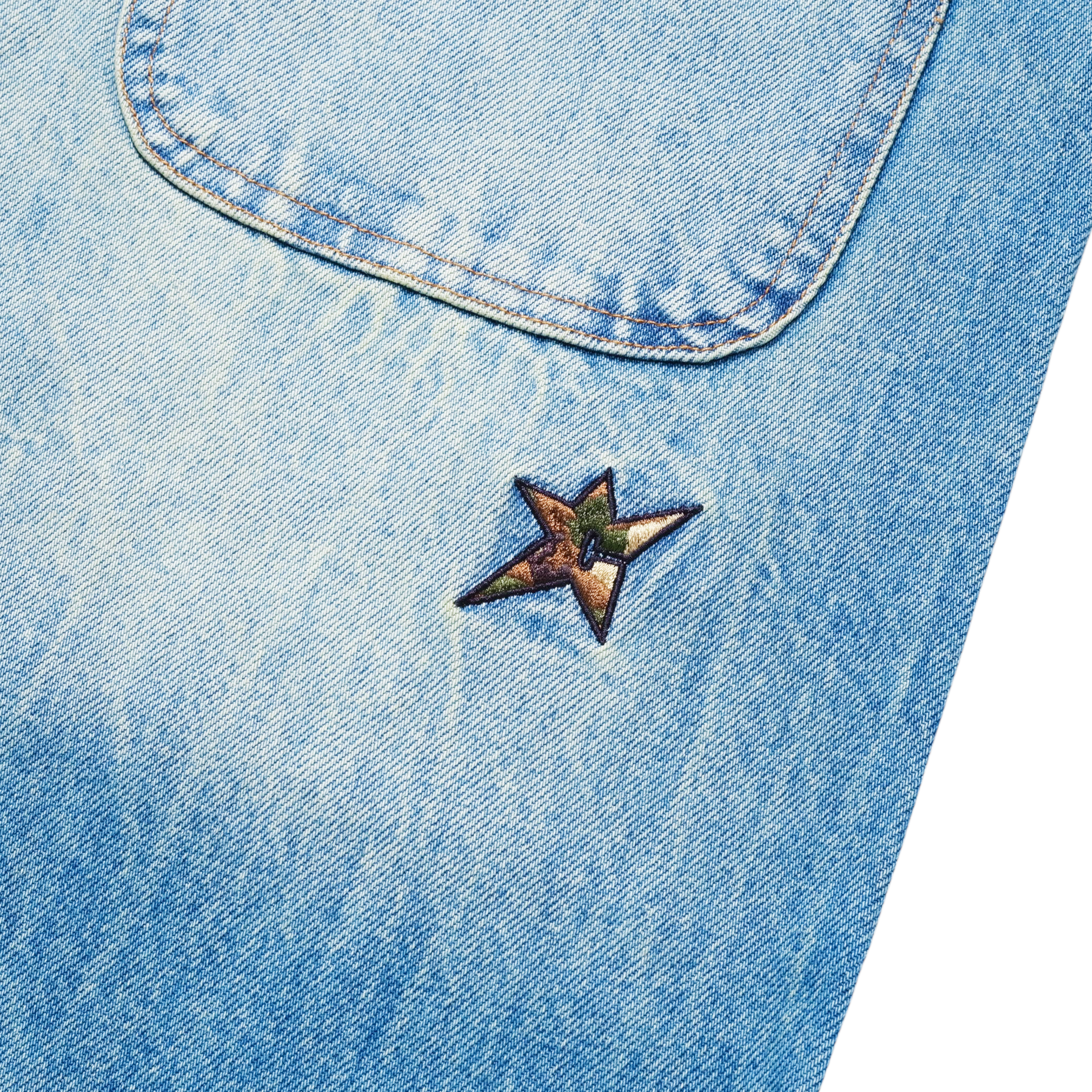 Faded Denim Shorts - Blue