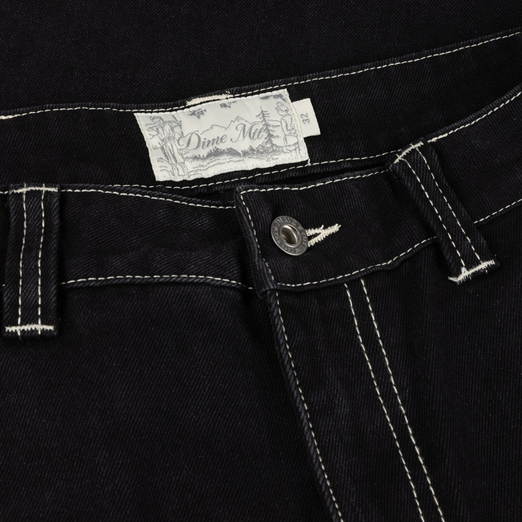 Relaxed Denim Pants - Black/Contrast Stitch