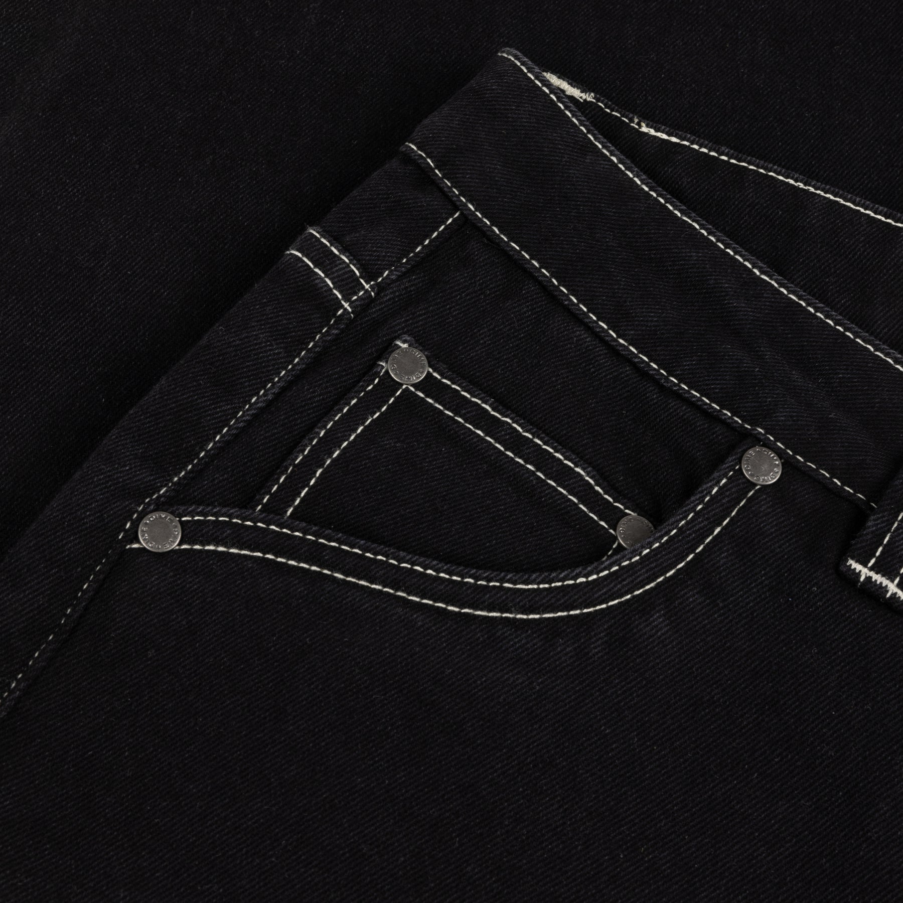 Relaxed Denim Pants - Black/Contrast Stitch