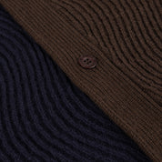 Wave Cardigan en Tricot - Bleu Marine/Brun
