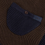 Wave Cardigan en Tricot - Bleu Marine/Brun
