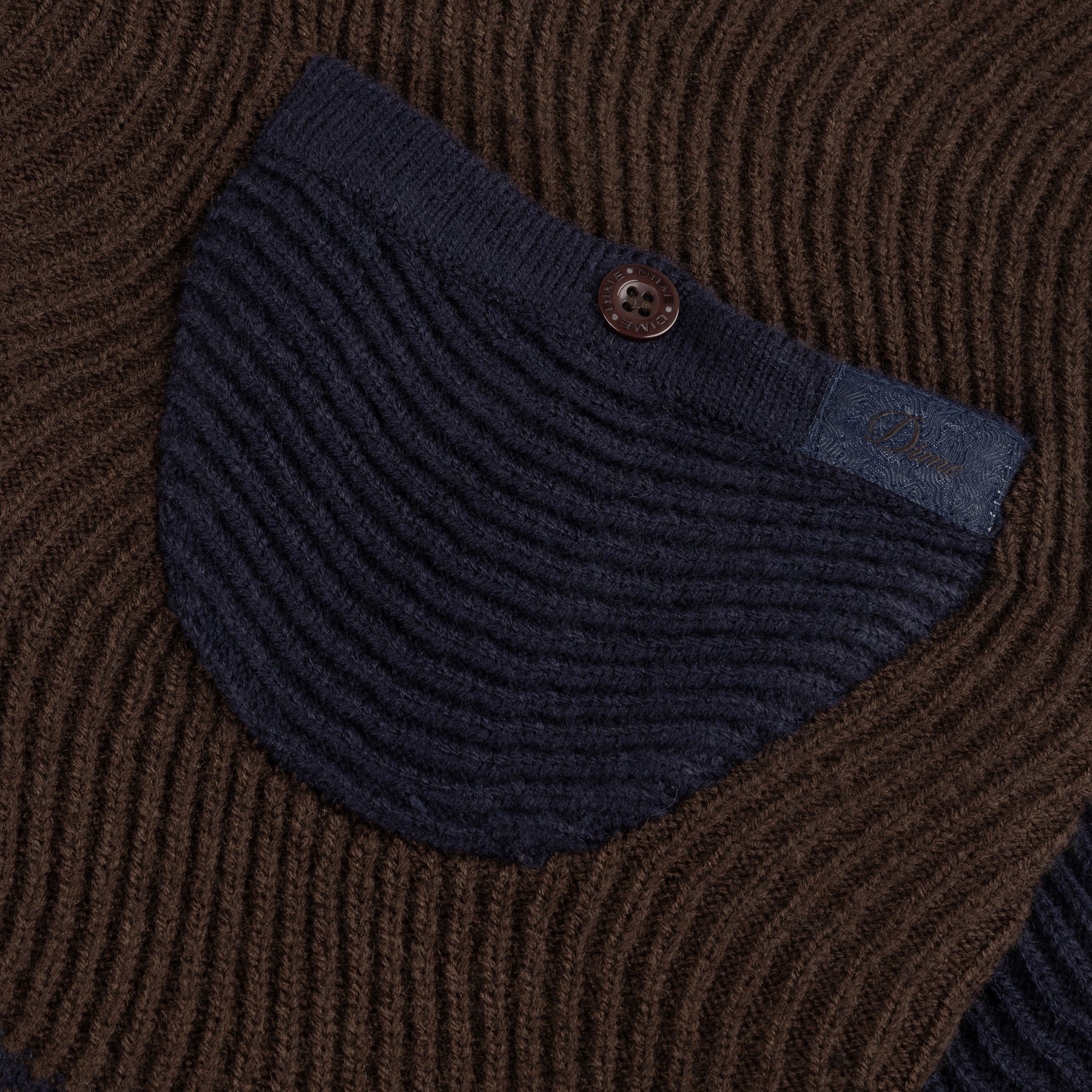 Wave Cardigan en Tricot - Bleu Marine/Brun