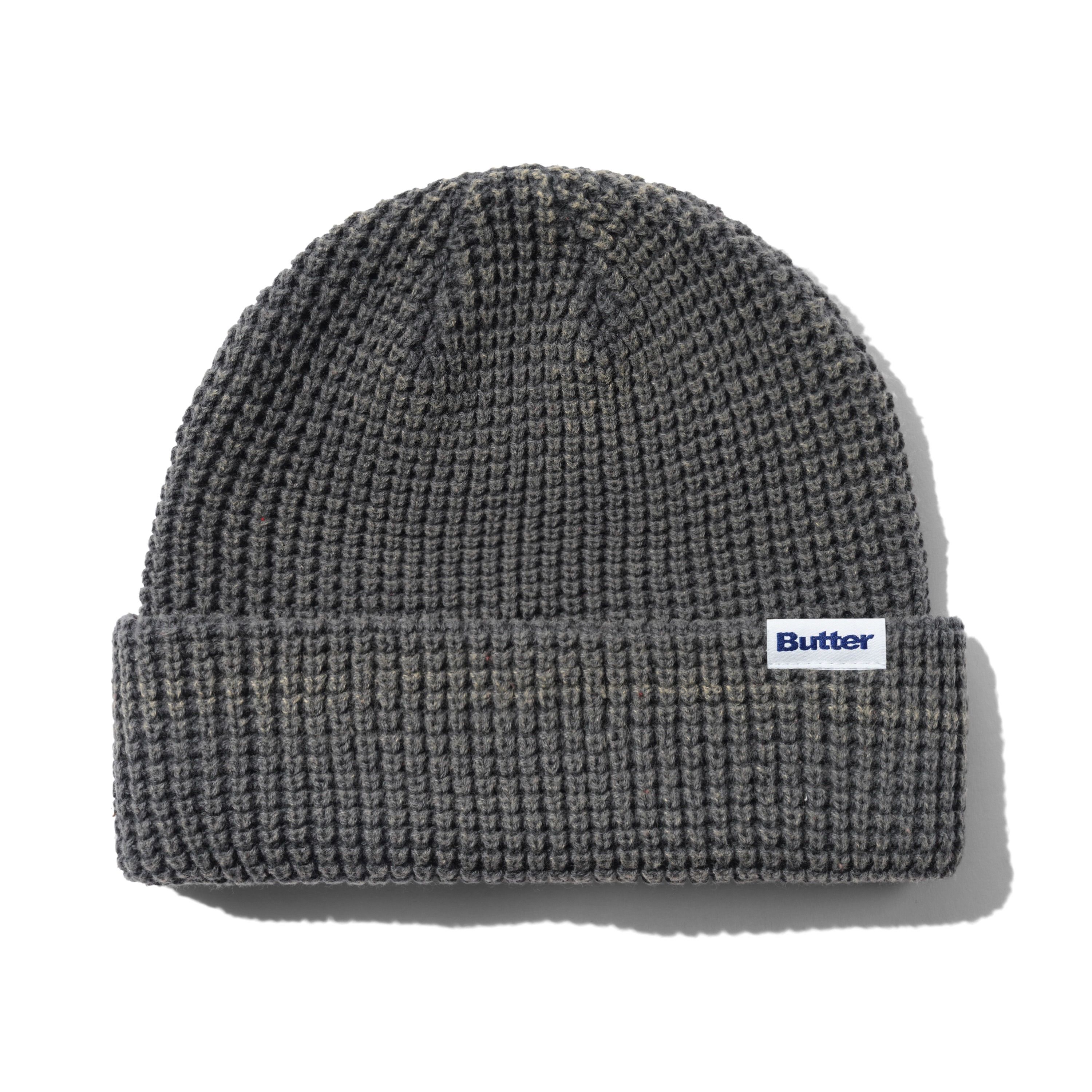 Distress Waffle Beanie - Grey
