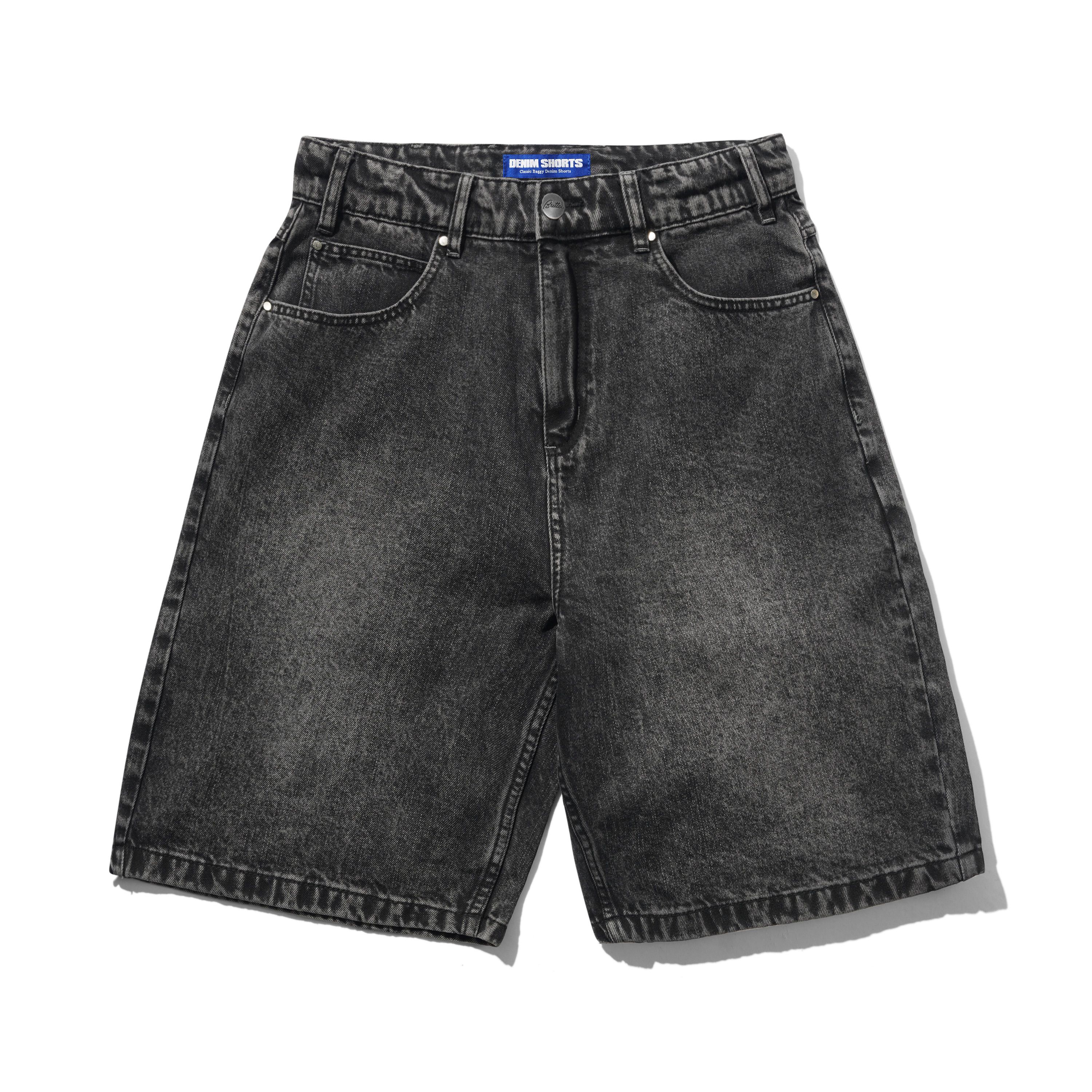 DrummerBaggyDenimShortsStreakyBlack1.jpg