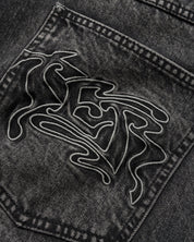 Short en Denim Baggy Drummer - Noir Strié