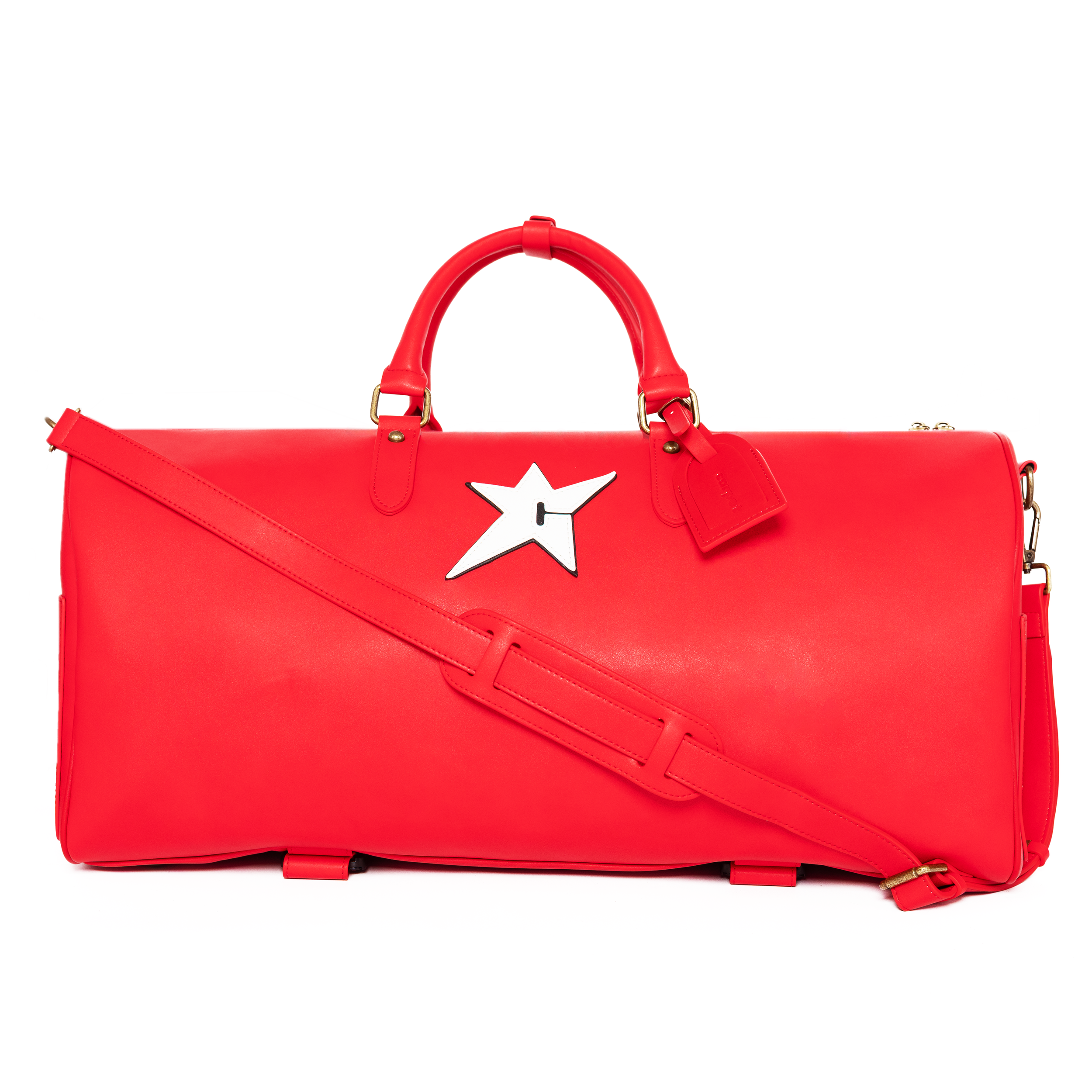 Leather Duffel Bag - Red