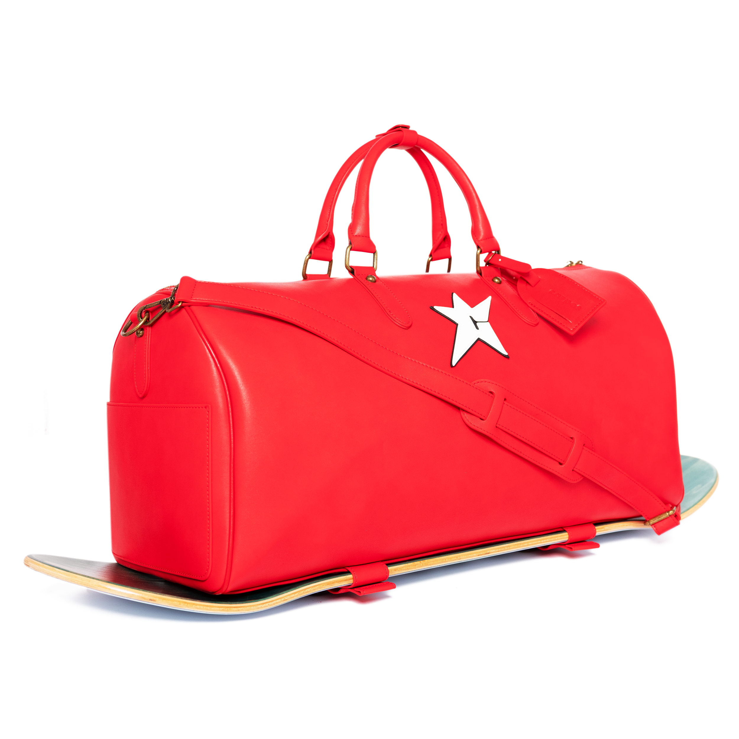 Leather Duffel Bag - Red