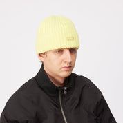 Bonnet côtelé cursif - Jaune fluo