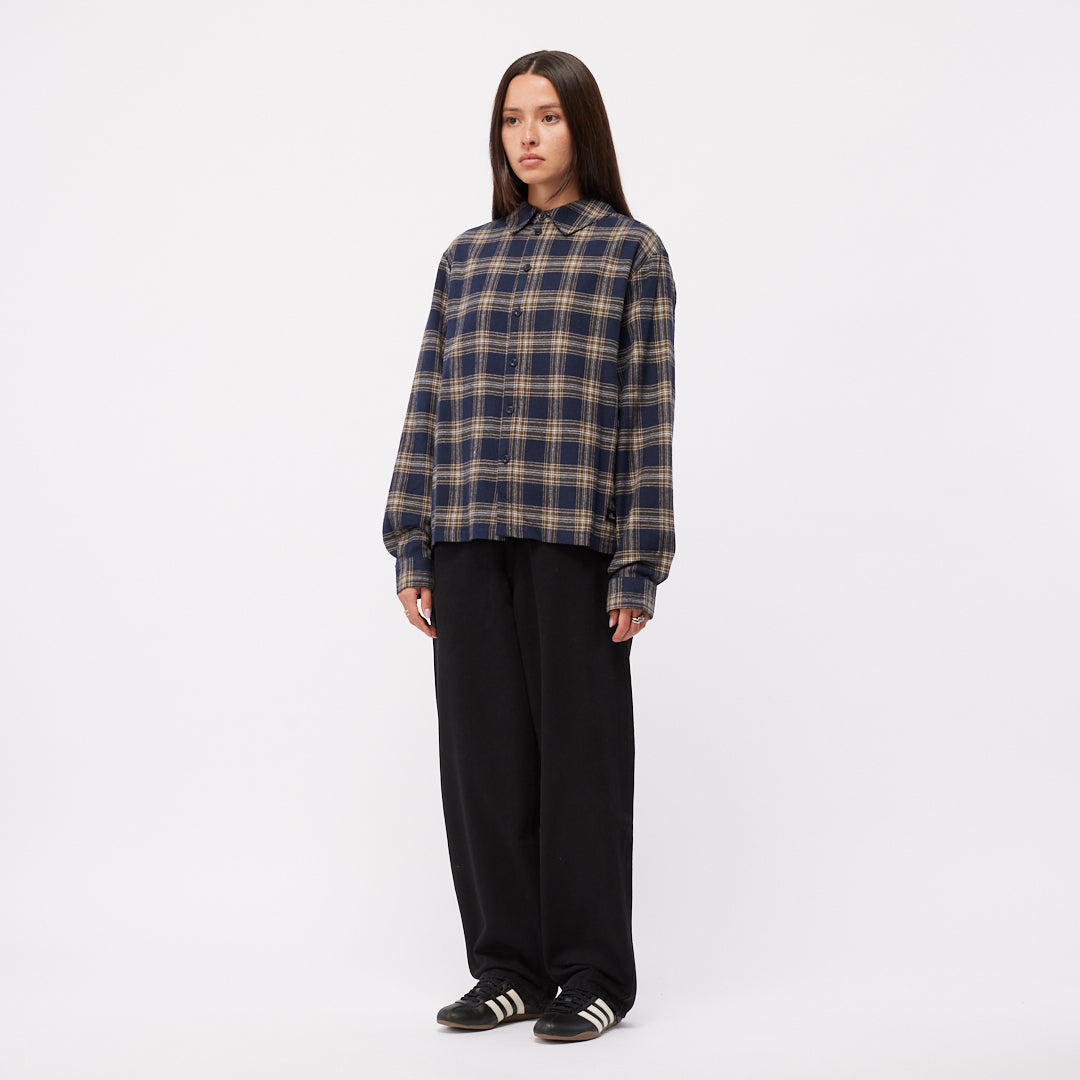 Plaid Flannel Shirt - Navy