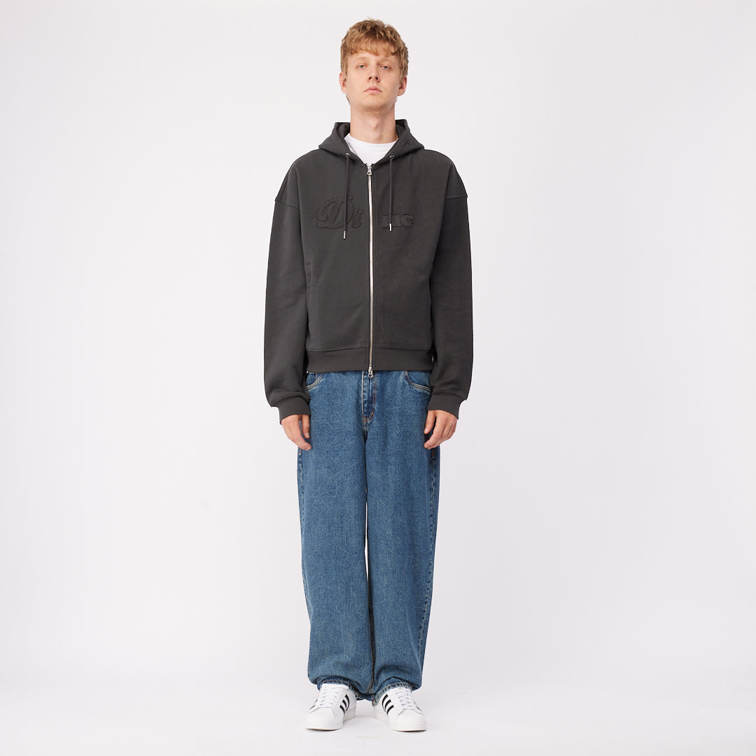 Reverse French Terry Zip Hoodie - Vintage Black