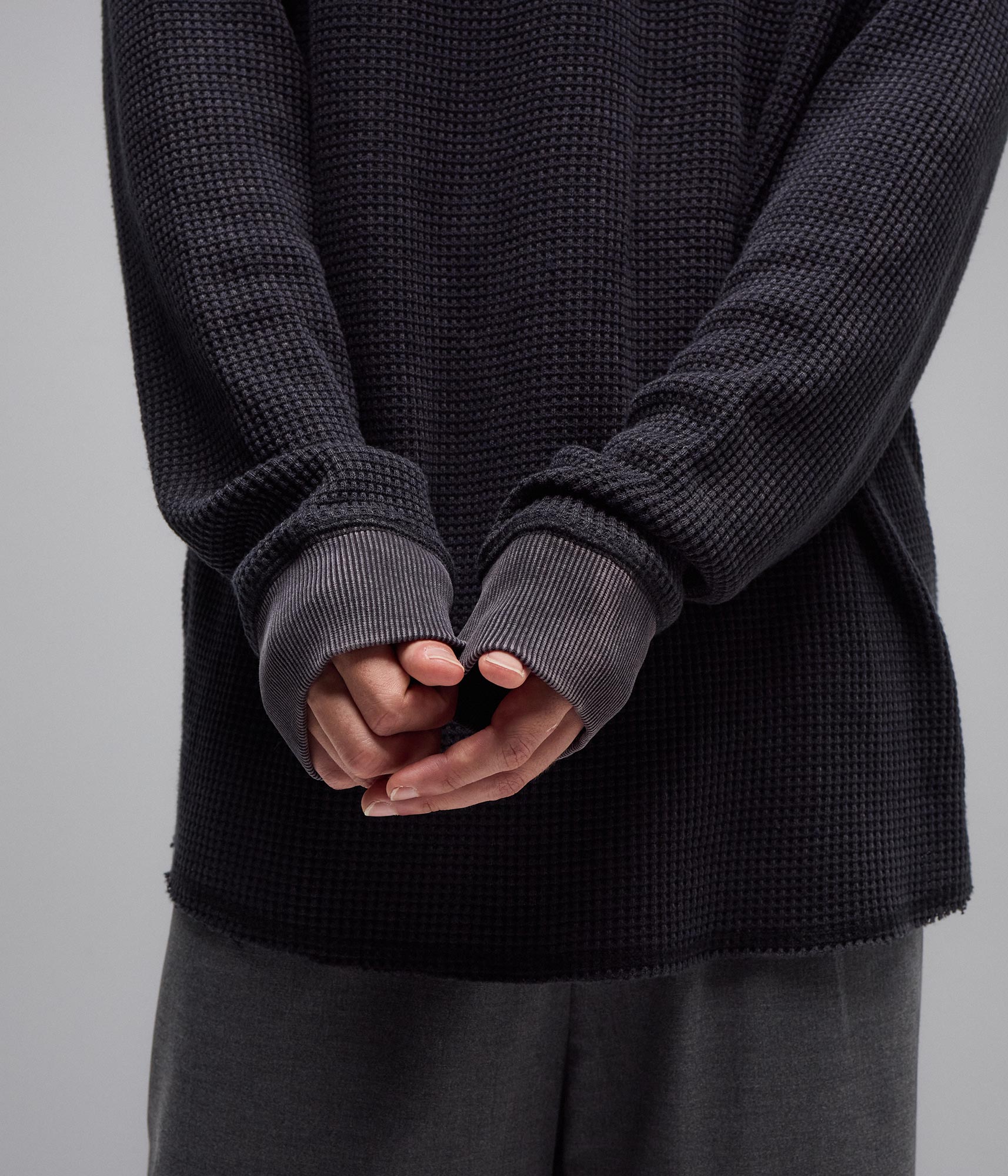 AG Chandail Waffle à Manches Longues - Noir Acid