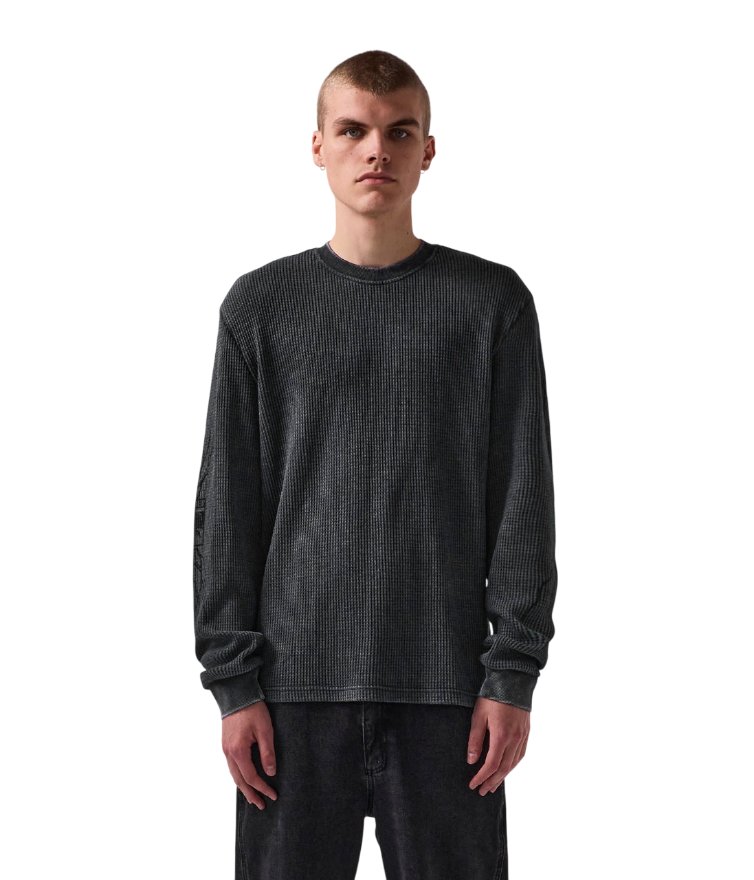 Scrawl LS Waffle T-Shirt - Washed Black