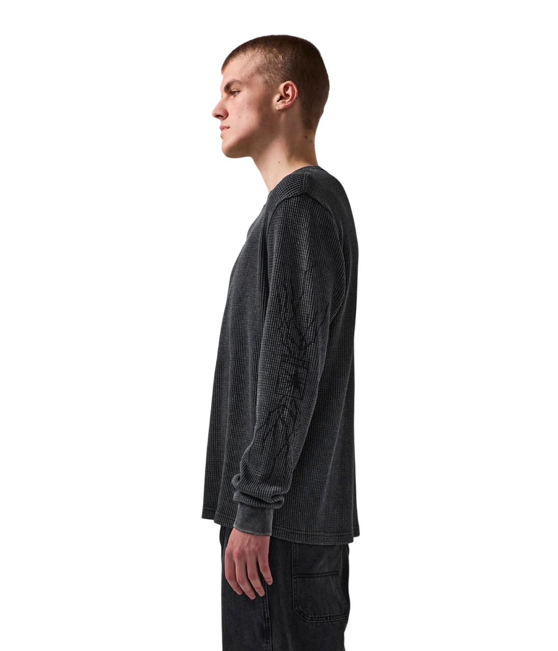 Scrawl LS Waffle T-Shirt - Washed Black