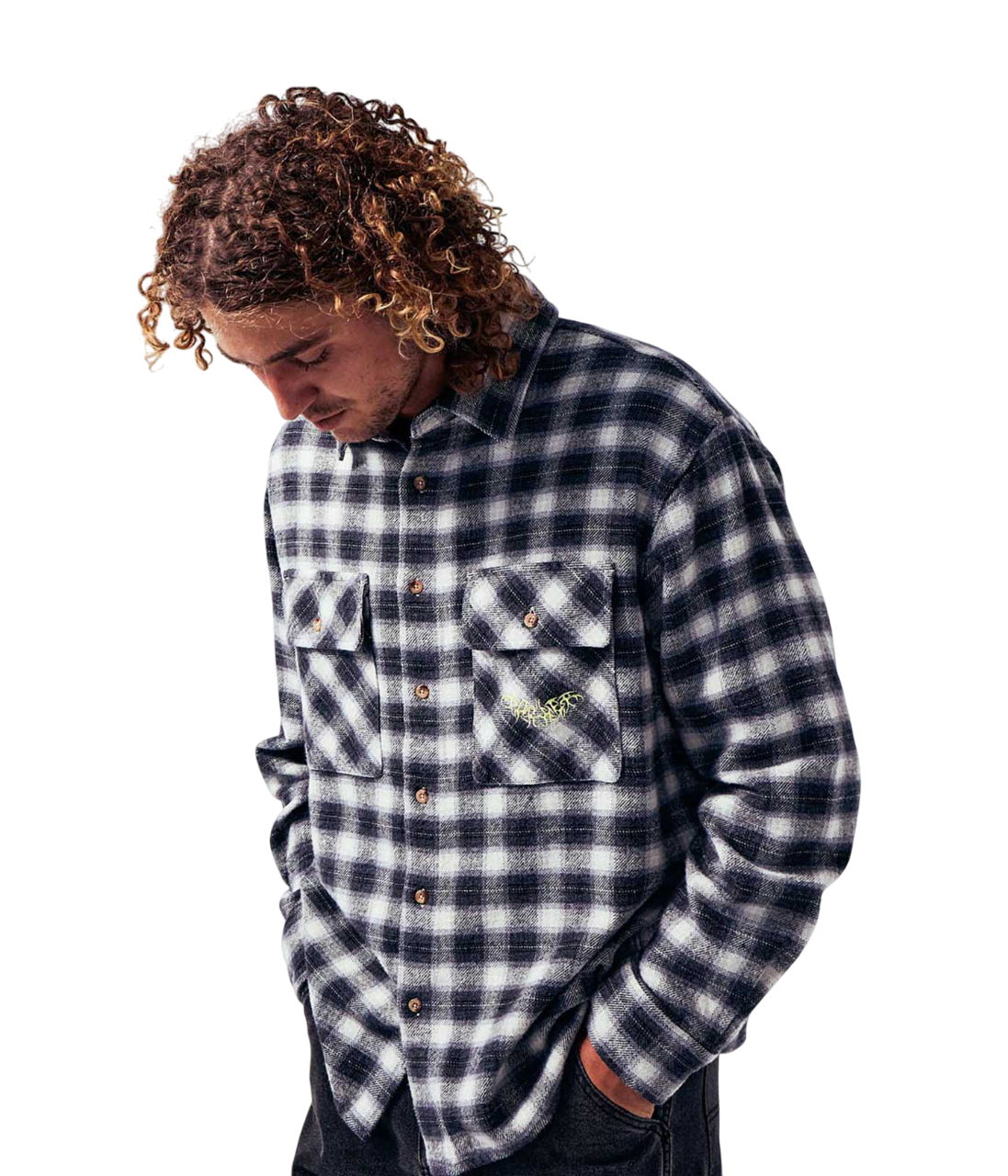 Manners Plaid LS Shirt - Black