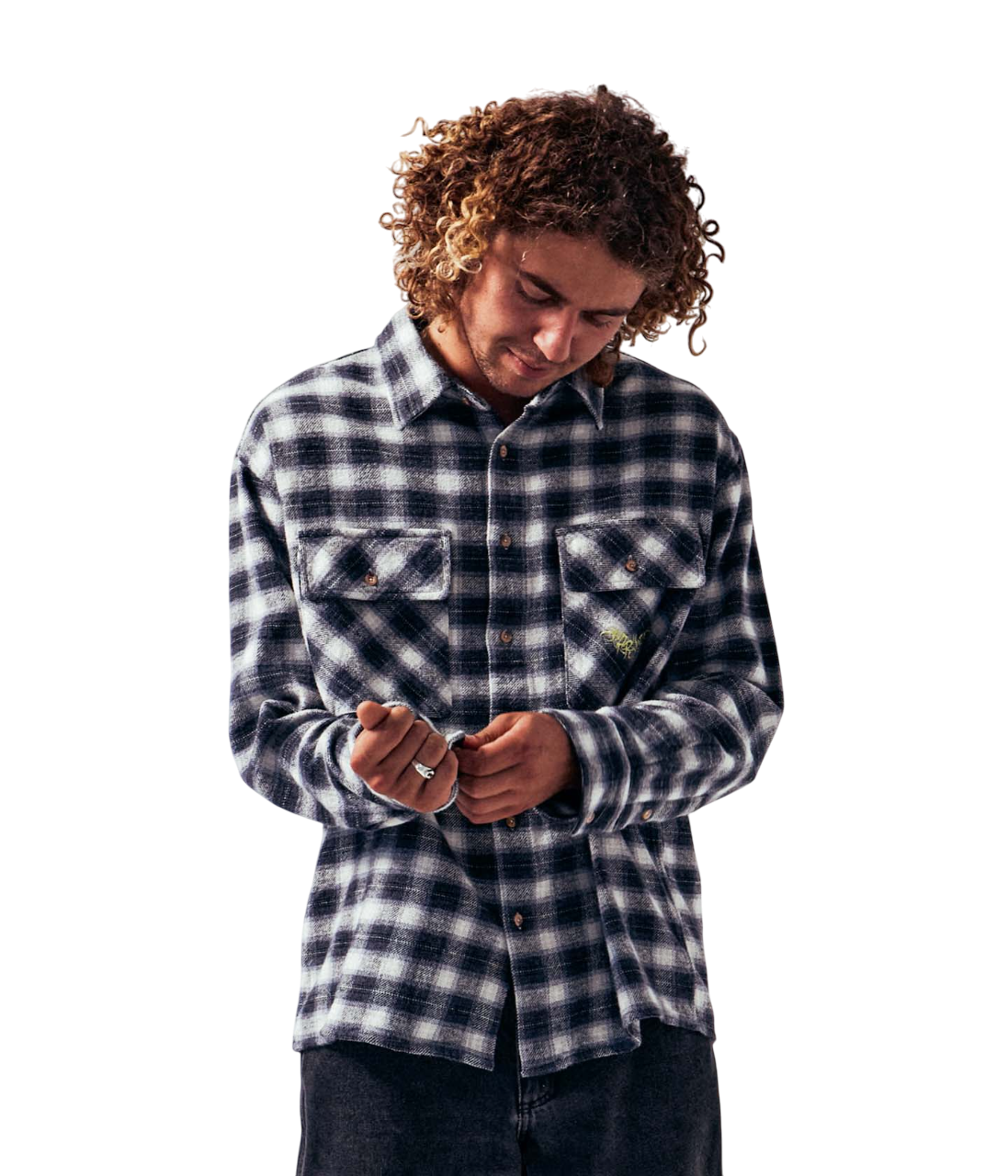 Manners Plaid LS Shirt - Black