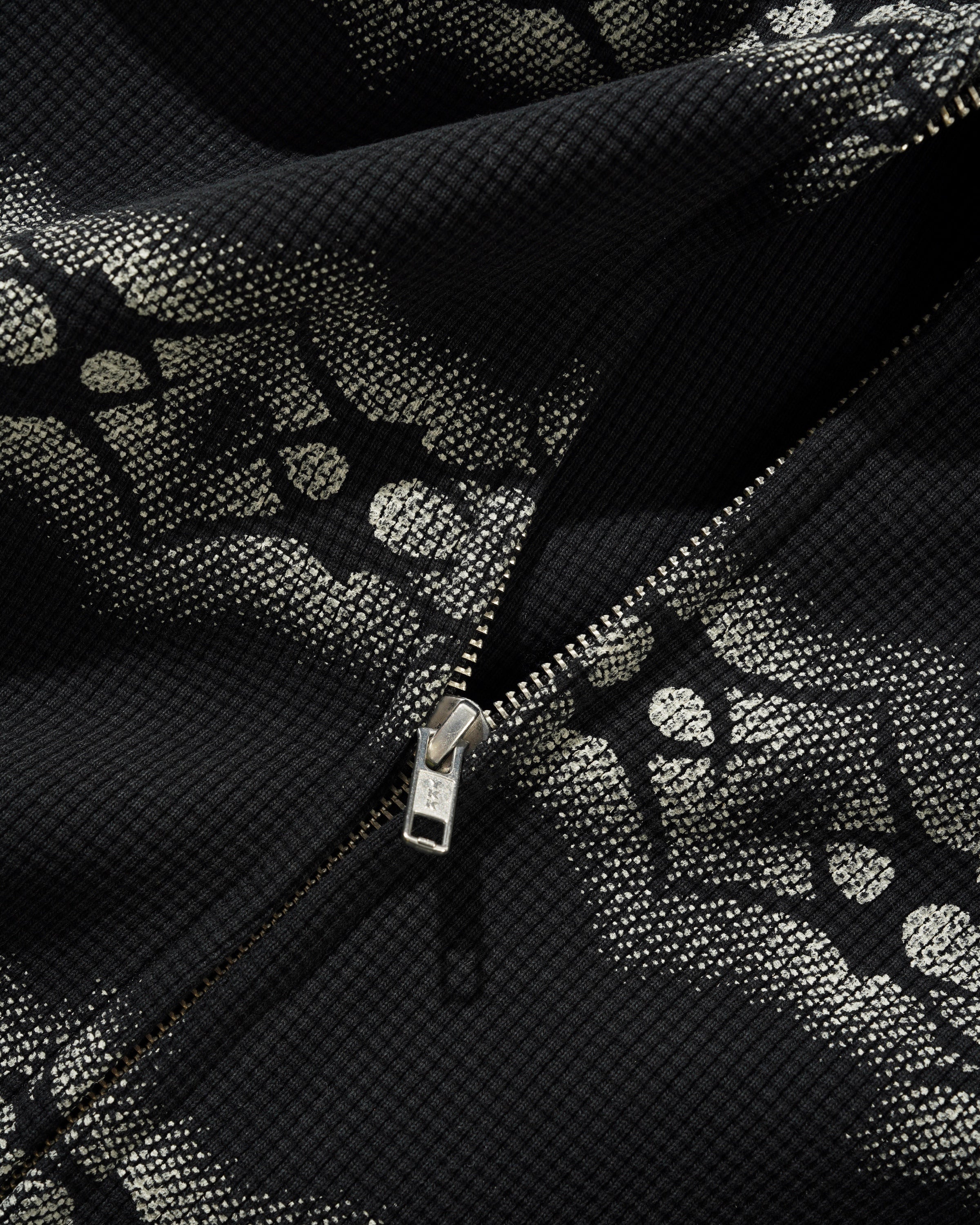 Sweat à Capuche Zippé Waffle Délavé - Noir Délavé