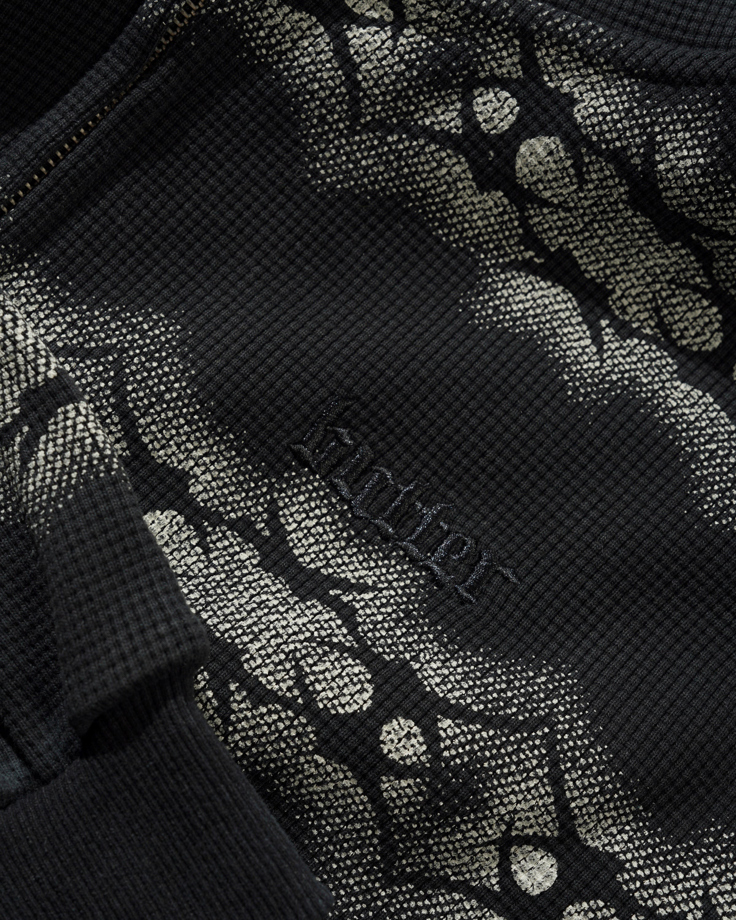 Sweat à Capuche Zippé Waffle Délavé - Noir Délavé