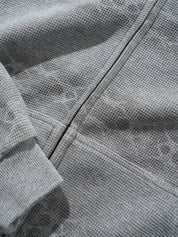 Sweat à Capuche Zippé Waffle Délavé - Gris Délavé