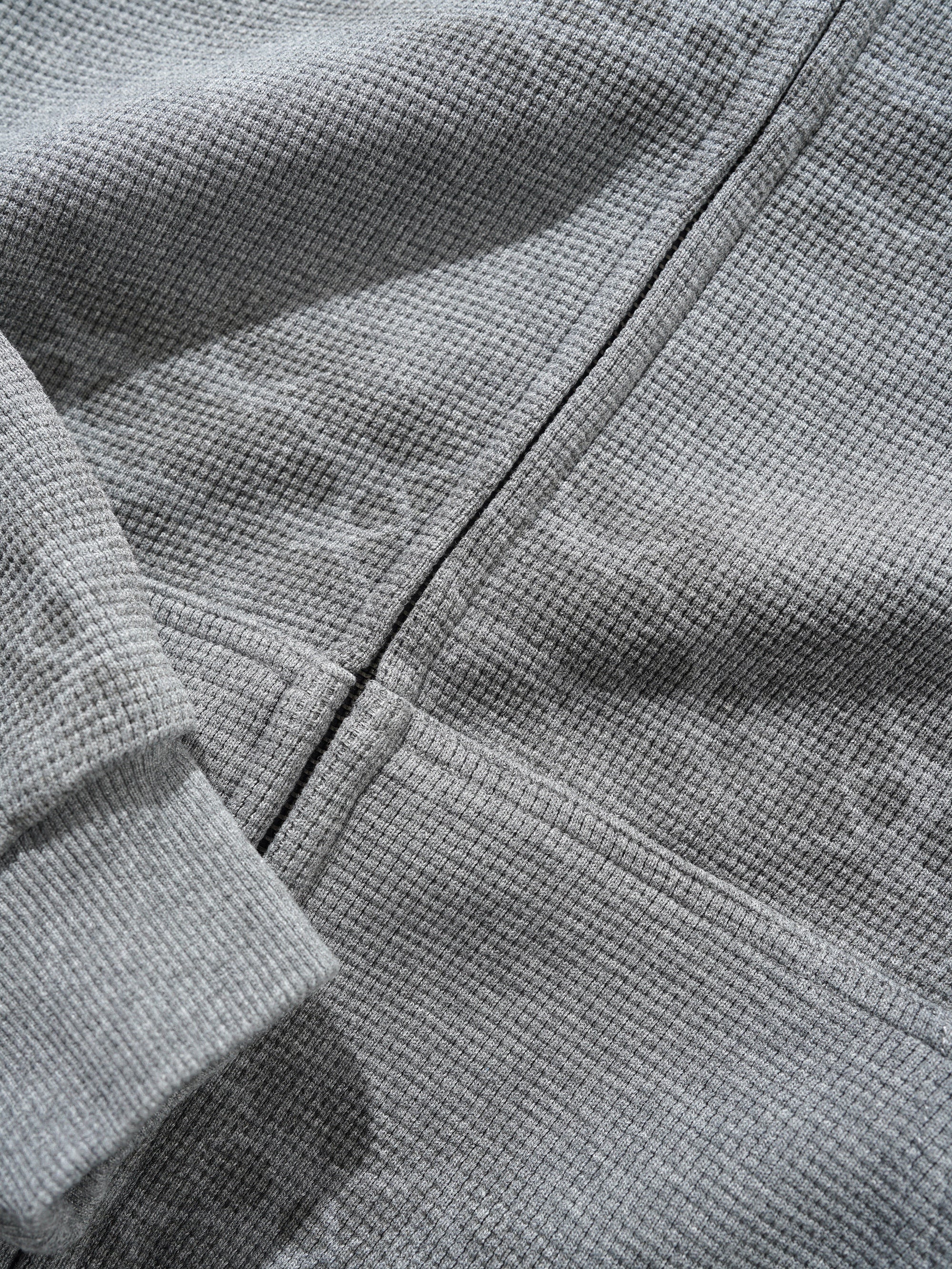 Sweat à Capuche Zippé Waffle Délavé - Gris Délavé