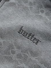 Sweat à Capuche Zippé Waffle Délavé - Gris Délavé