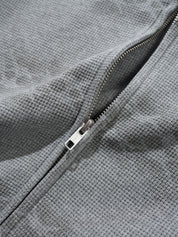 Sweat à Capuche Zippé Waffle Délavé - Gris Délavé