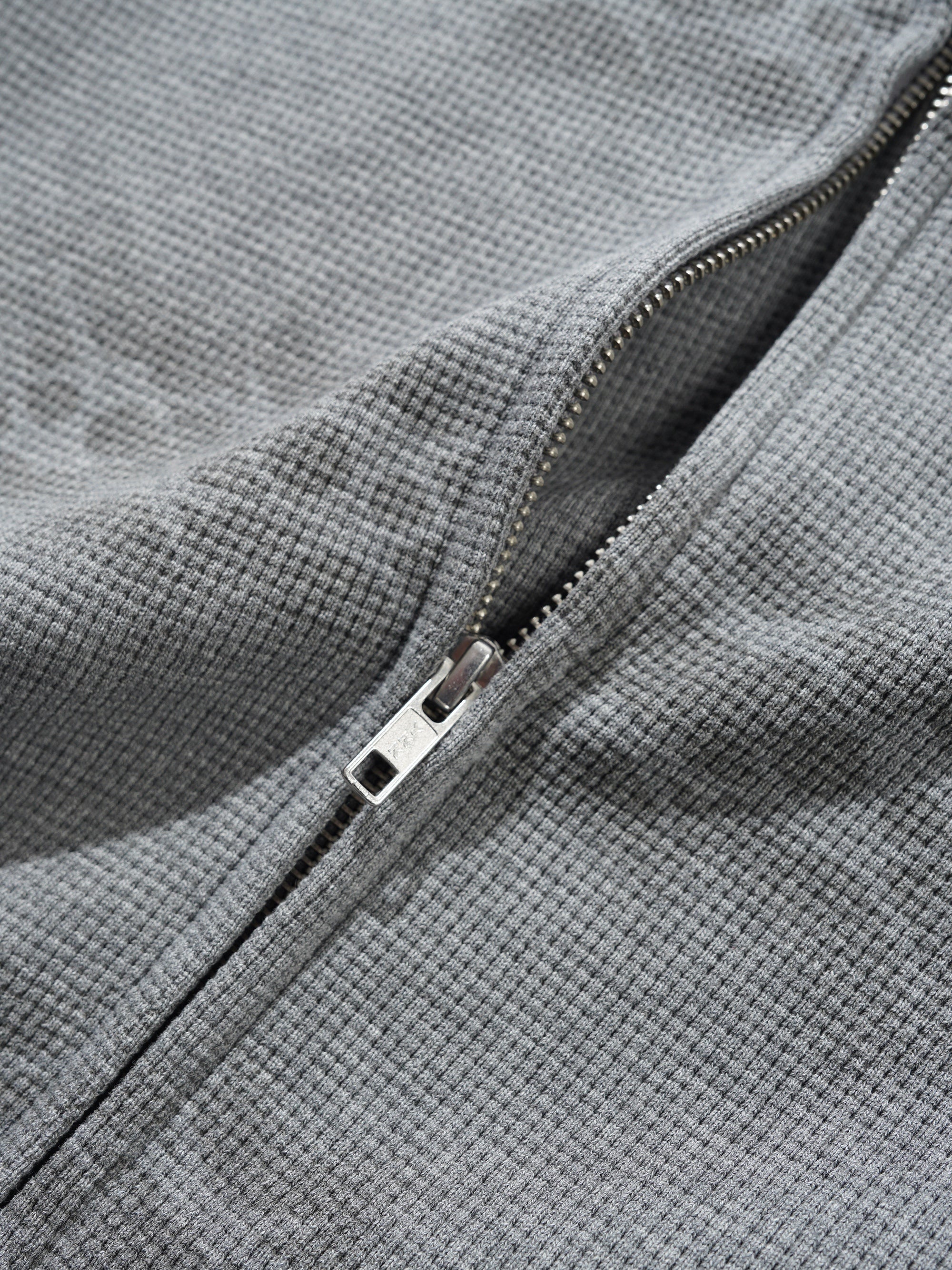 Sweat à Capuche Zippé Waffle Délavé - Gris Délavé