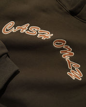 Felt Applique Logo Pullover Hood - Brown