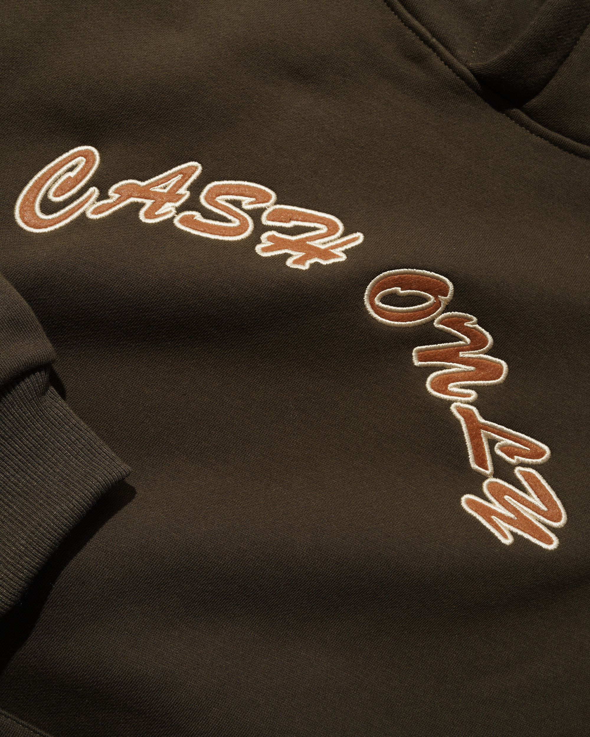 Felt Applique Logo Pullover Hood - Brown