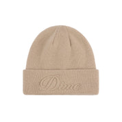 Cursive Fold Beanie - Tan