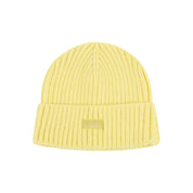 Bonnet côtelé cursif - Jaune fluo