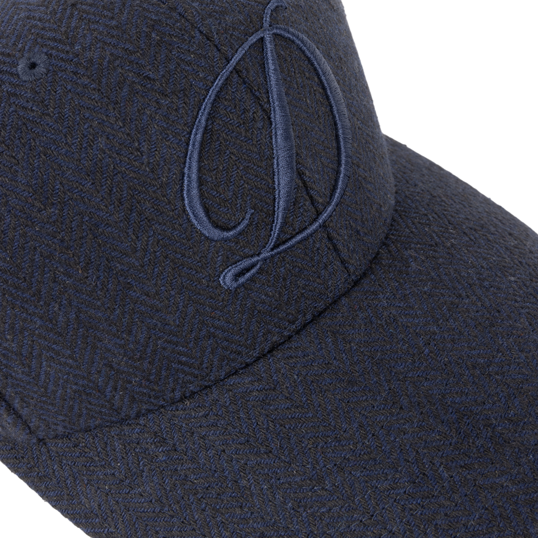 D Full Fit Cap - Herringbone Navy
