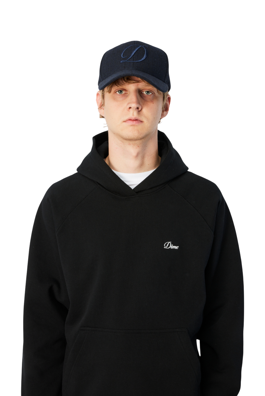 D Full Fit Cap - Herringbone Navy