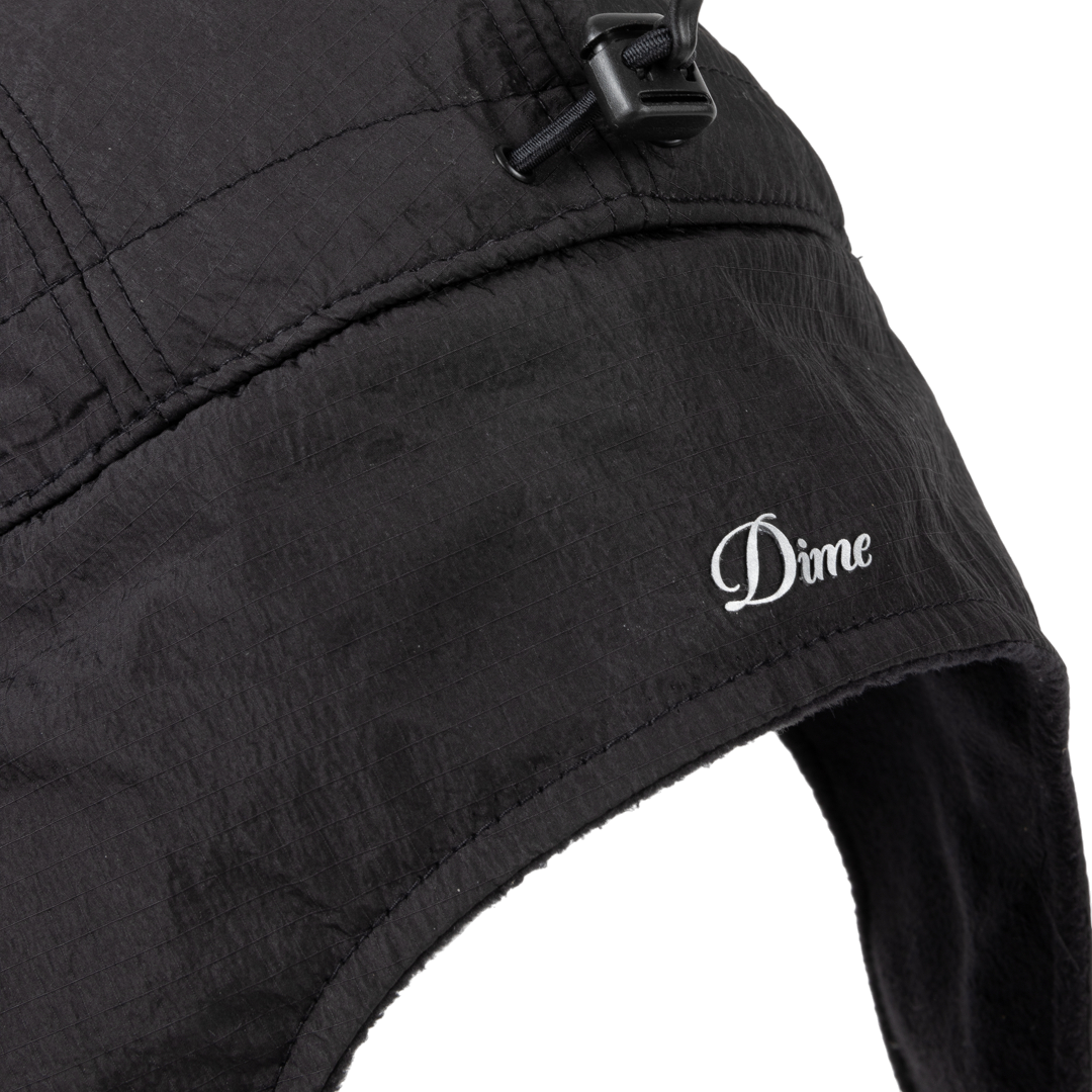 Cursive Earflap Cap - Black