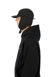 Cursive Earflap Cap - Black