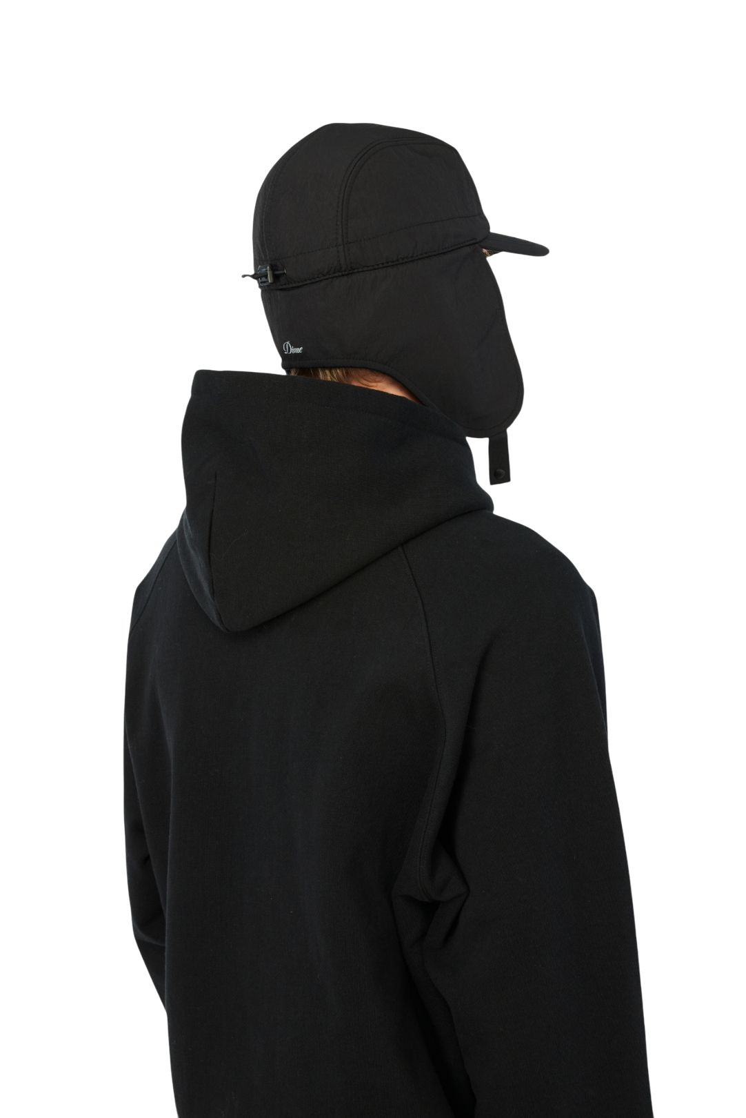 Cursive Earflap Cap - Black