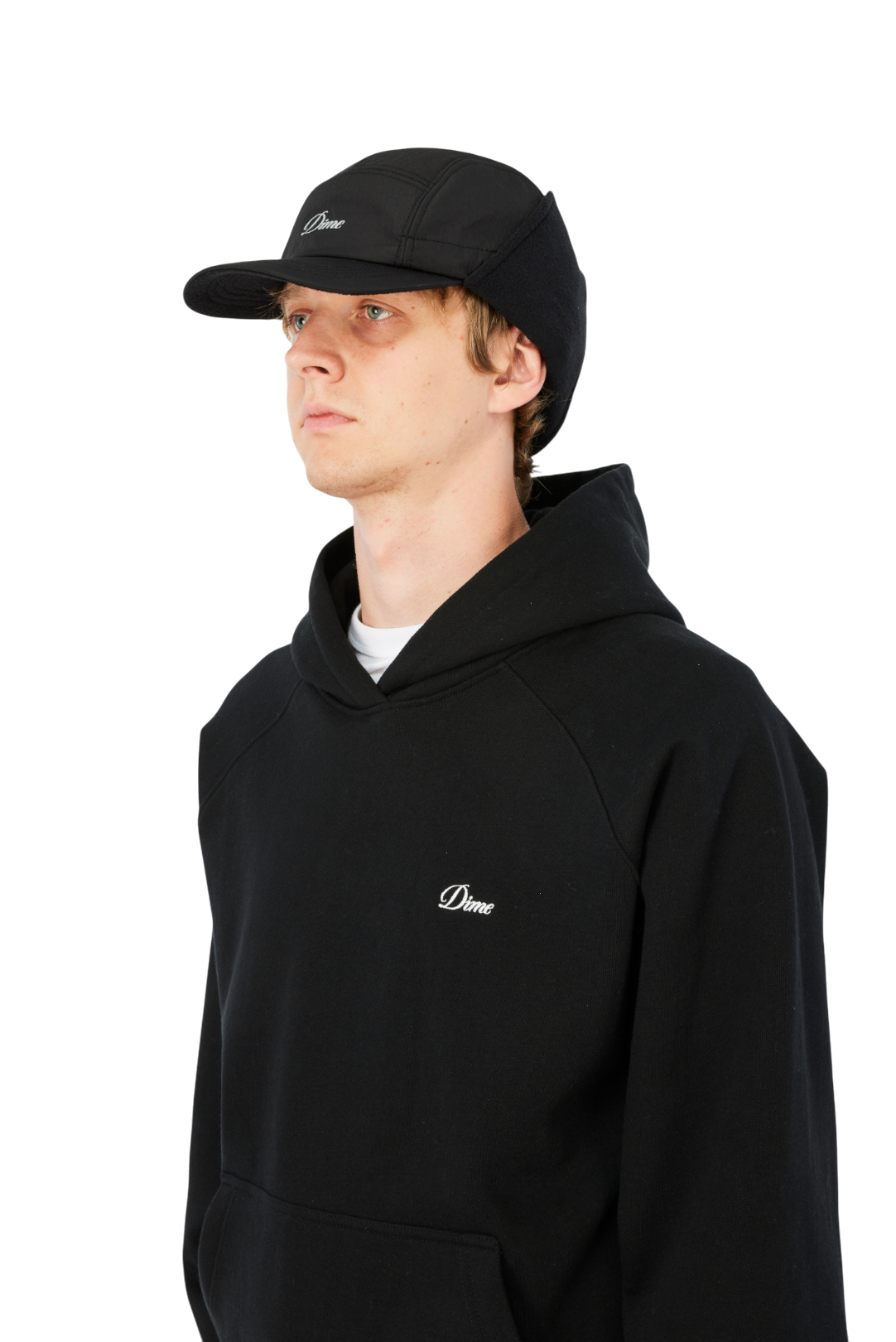 Cursive Earflap Cap - Black